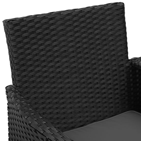 Záhradná lavica z technoratanu pohovka CORDOBA čierna so sivými vankúšmi