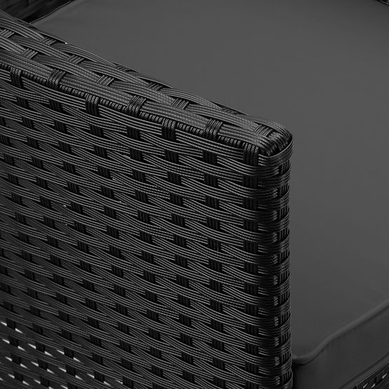 Záhradná lavica z technoratanu pohovka CORDOBA čierna so sivými vankúšmi