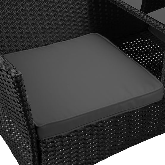 Záhradná lavica z technoratanu pohovka CORDOBA čierna so sivými vankúšmi