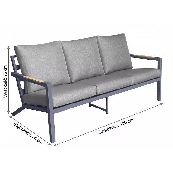 Záhradná pohovka 3miestna MISTERIOSO pohodlná pohovka na balkón 190cm