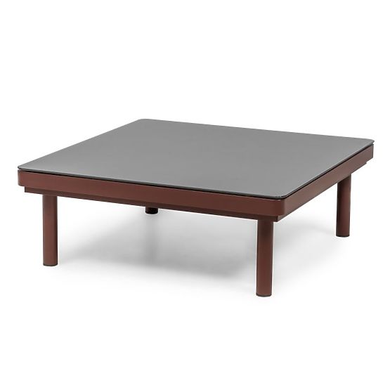 Záhradná rohová sedačka so stolíkom Amarello, hliníková, výplet, svetlo béžová/bordovo hnedá