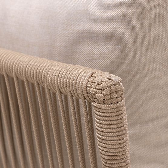 Záhradná rohová sedačka so stolíkom Borgetto, pletenina, akáciové drevo FSC, teakový vzhľad, svetlo 