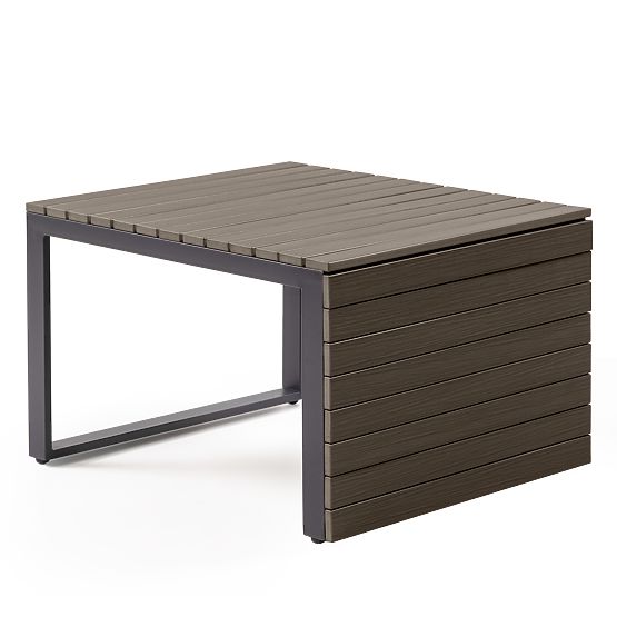 Záhradná rohová sedačka so stolíkom Valongo, polywood, spun-poly, svetlosivá/antracitová