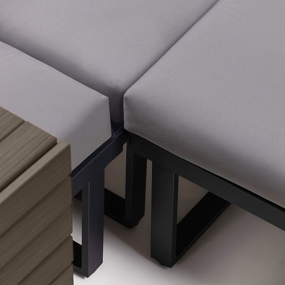 Záhradná rohová sedačka so stolíkom Valongo, polywood, spun-poly, svetlosivá/antracitová