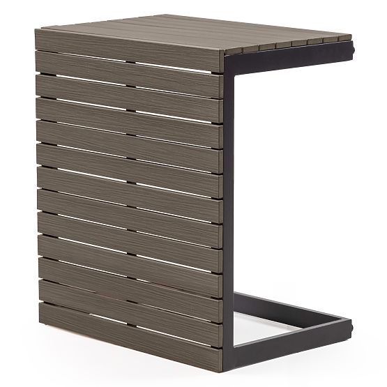 Záhradná rohová sedačka so stolíkom Valongo, polywood, spun-poly, svetlosivá/antracitová