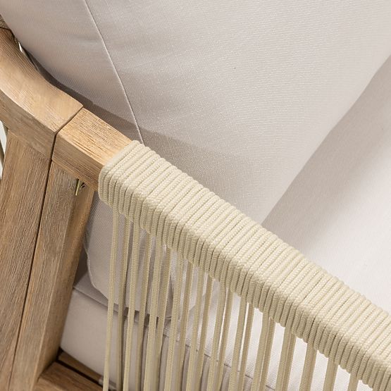 Záhradná rohová súprava so stolom Castello, výplet, akáciové drevo FSC, teakový vzhľad, béžová