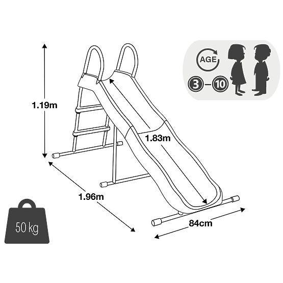 Záhradná šmykľavka pre deti 183 cm oceľ plast INTEX 44106