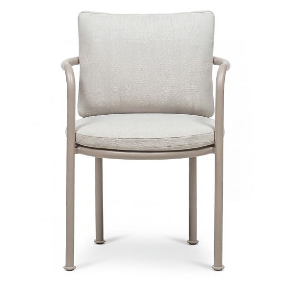 Záhradná stolička Amarello hliníková, svetlo béžová/béžovošedá, zaoblená