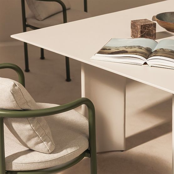 Záhradná stolička Amarello hliníková, svetlo béžová/zelená, zaoblená