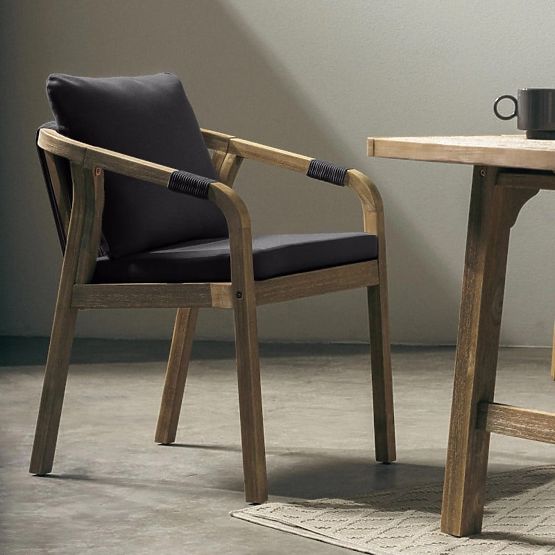 Záhradná stolička Castello s výpletom, akáciové drevo FSC, teakový vzhľad, tmavosivá