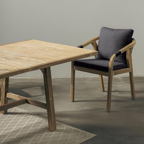 Záhradná stolička Castello s výpletom, akáciové drevo FSC, teakový vzhľad, tmavosivá