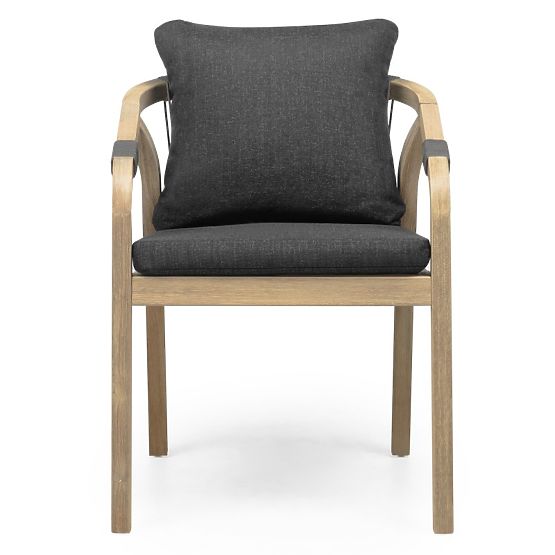 Záhradná stolička Castello s výpletom, akáciové drevo FSC, teakový vzhľad, tmavosivá