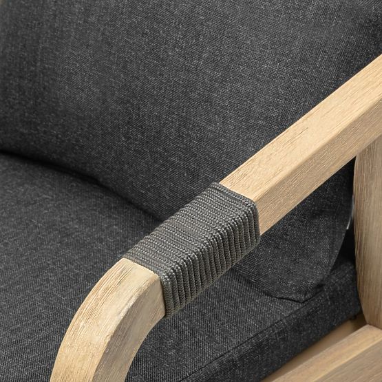 Záhradná stolička Castello s výpletom, akáciové drevo FSC, teakový vzhľad, tmavosivá