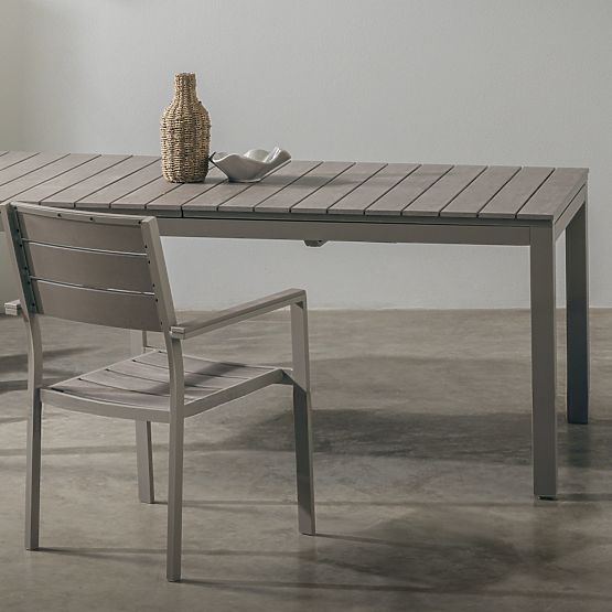 Záhradná stolička Drillo hliníková, béžovošedá, polywood