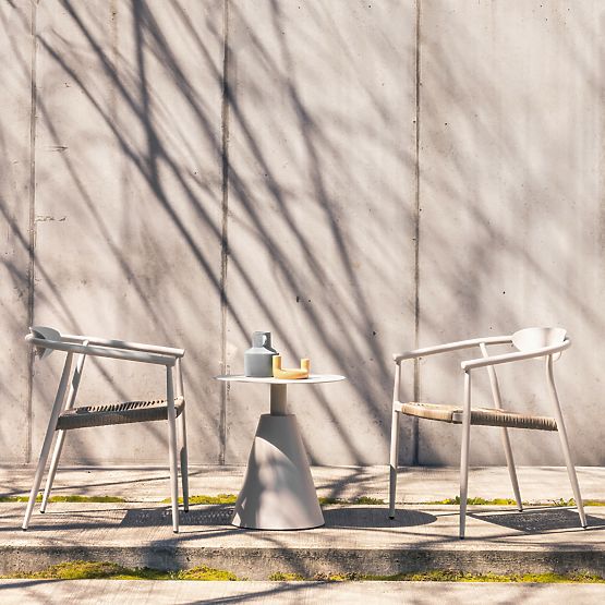 Záhradná stolička Piretto, technoratan, hliník, svetlo béžová/svetlo hnedá