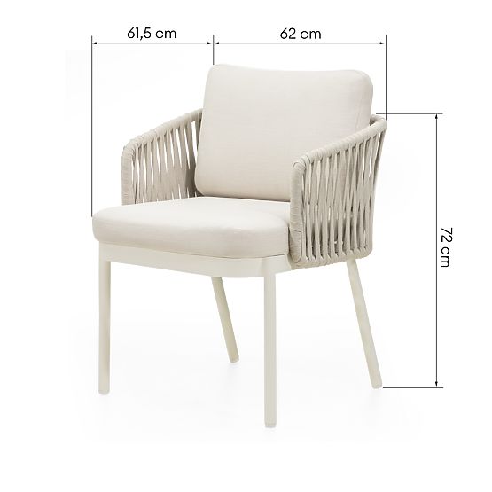 Záhradná stolička Porticato s výpletom z povrazu, svetlo béžová