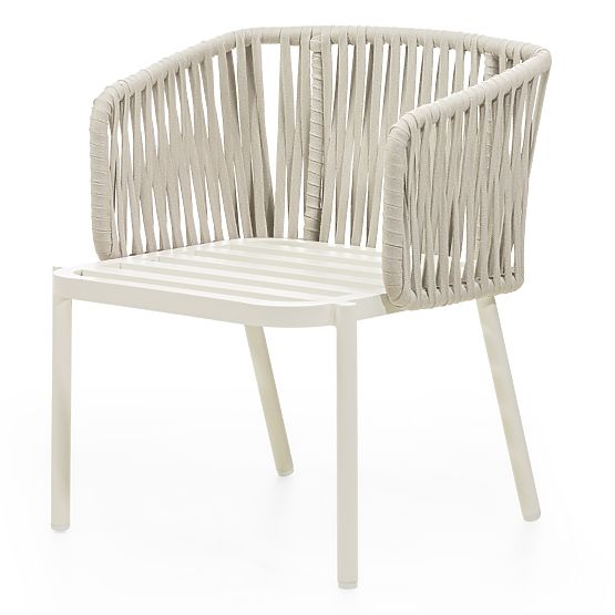 Záhradná stolička Porticato s výpletom z povrazu, svetlo béžová