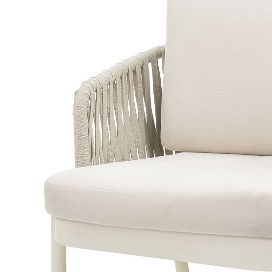 Záhradná stolička Porticato s výpletom z povrazu, svetlo béžová