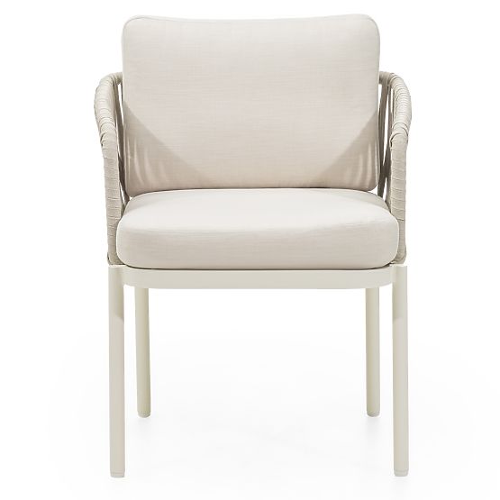 Záhradná stolička Porticato s výpletom z povrazu, svetlo béžová