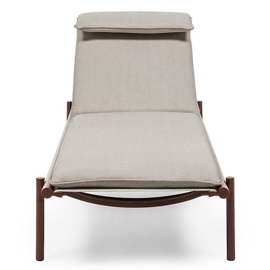 Záhradné lehátko Amarello nastaviteľné, hliníkové, svetlo béžové/bordovo hnedé