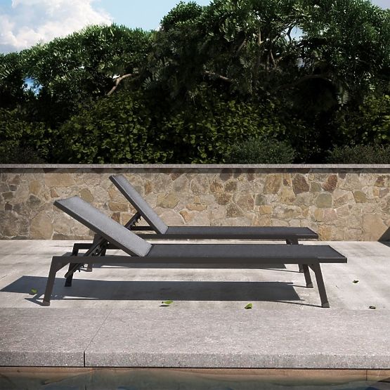 Záhradné lehátko Shelly nastaviteľné, hliníkové, grafitové