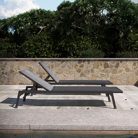 Záhradné lehátko Shelly nastaviteľné, hliníkové, grafitové