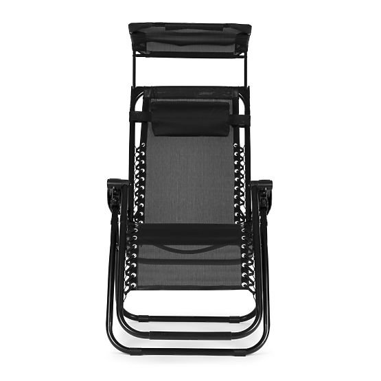 Záhradné plážové ležadlo s nastaviteľným operadlom a pohyblivou strieškou Modernhome - čierne