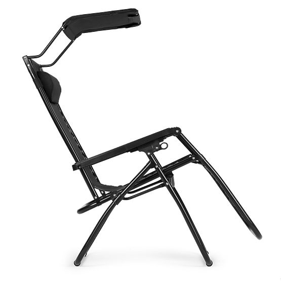 Záhradné plážové ležadlo s nastaviteľným operadlom a pohyblivou strieškou Modernhome - čierne