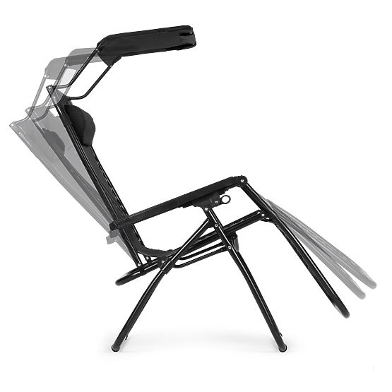 Záhradné plážové ležadlo s nastaviteľným operadlom a pohyblivou strieškou Modernhome - čierne