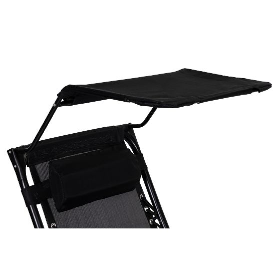 Záhradné plážové ležadlo s nastaviteľným operadlom a pohyblivou strieškou Modernhome - čierne