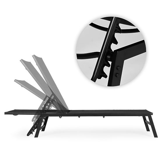 Záhradné plážové ležadlo s nastaviteľným operadlom, oceľová konštrukcia, čierne MultiGarden