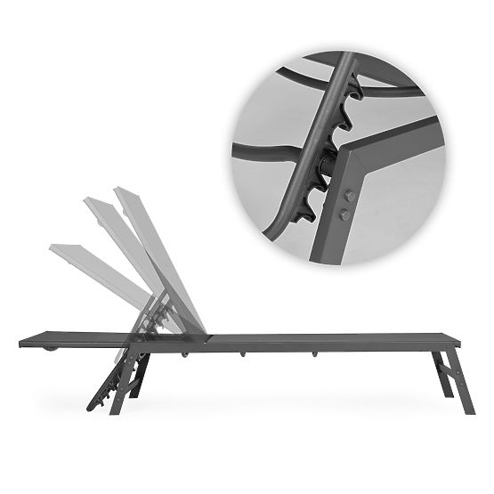 Záhradné plážové ležadlo s nastaviteľným operadlom, oceľová konštrukcia, sivé MultiGarden
