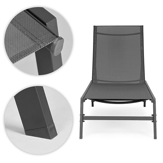 Záhradné plážové ležadlo s nastaviteľným operadlom, oceľová konštrukcia, sivé MultiGarden