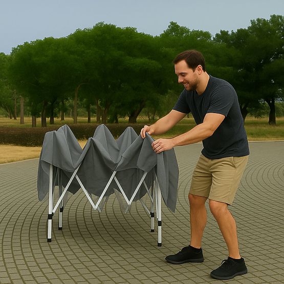 Záhradný pavilónový stan 3x3 m automaticky rozkladací + 4 bočné steny MultiGarden