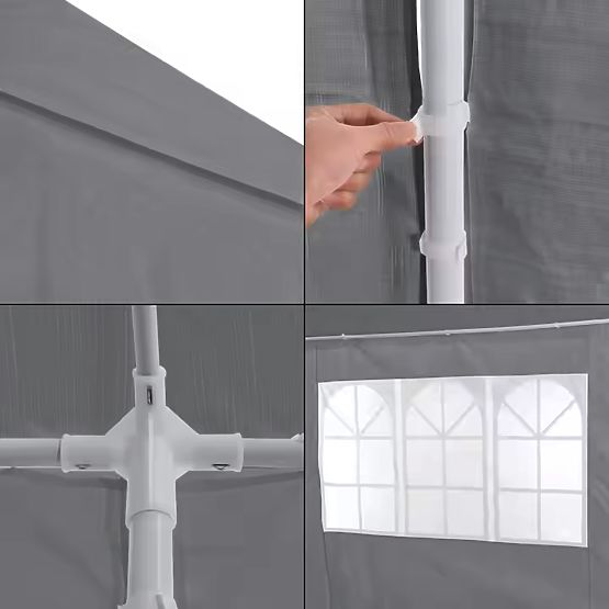 Záhradný predajný stan 3x6 m 6 stien šedý MultiGarden