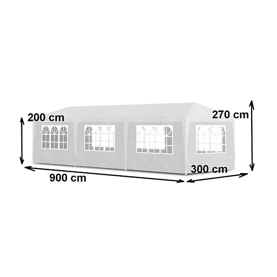 Záhradný predajný stan pavilón 3x9 m 8 stien biely MultiGarden