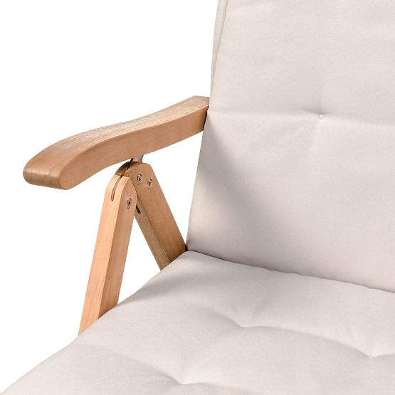 Záhradný set Familis stôl 160 cm + 6 stoličiek s nastaviteľnými operadlami a svetlosivými vankúšmi