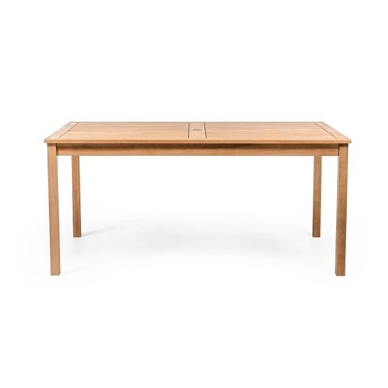 Záhradný set Familis stôl 160 cm + 6 stoličiek s nastaviteľnými opierkami a krémovými vankúšmi, drev