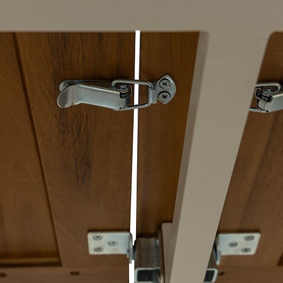 Záhradný set Porticato, rozkladací stôl 211-300 cm + 6 stoličiek, akáciové drevo FSC, teakový vzhľad