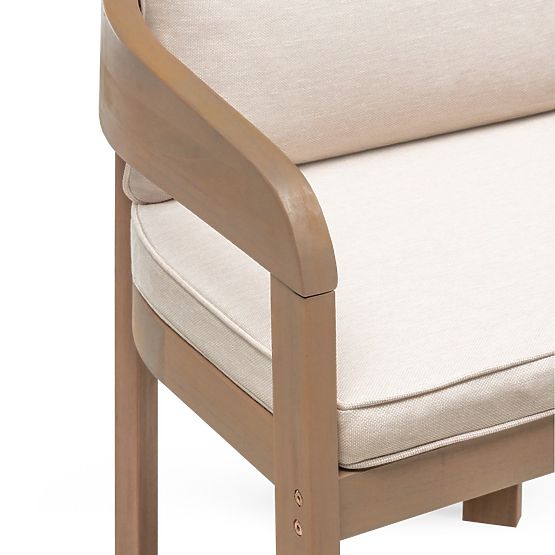 Záhradný set Satori, stôl 183 cm + 6 stoličiek, akáciové drevo FSC, teakový vzhľad, béžový, zaoblený