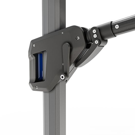 Záhradný slnečník na ramene Shade 4x3 m s obalom, otočný 360°, sivý