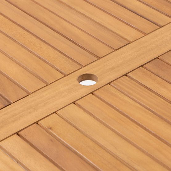 Záhradný stôl Familis, 160 cm, teakový vzhľad, eukalyptové drevo FSC