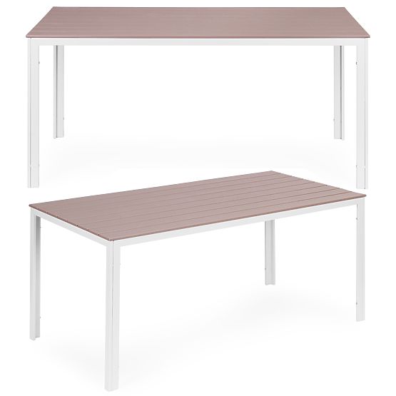 Záhradný stôl pre 6 osôb 156x78 cm polywood nábytok na terasu béžový biely MultiGarden