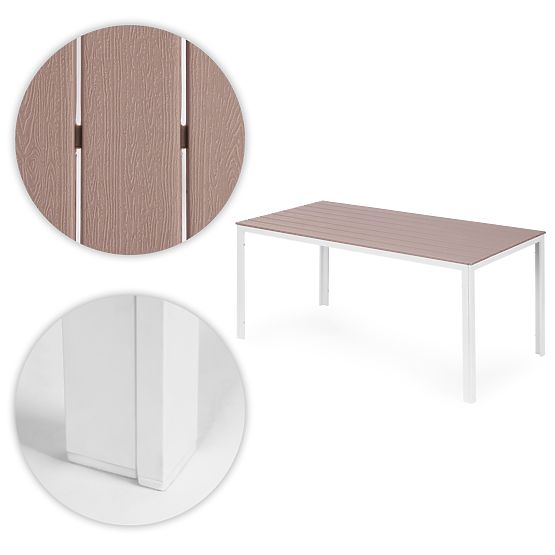 Záhradný stôl pre 6 osôb 156x78 cm polywood nábytok na terasu béžový biely MultiGarden