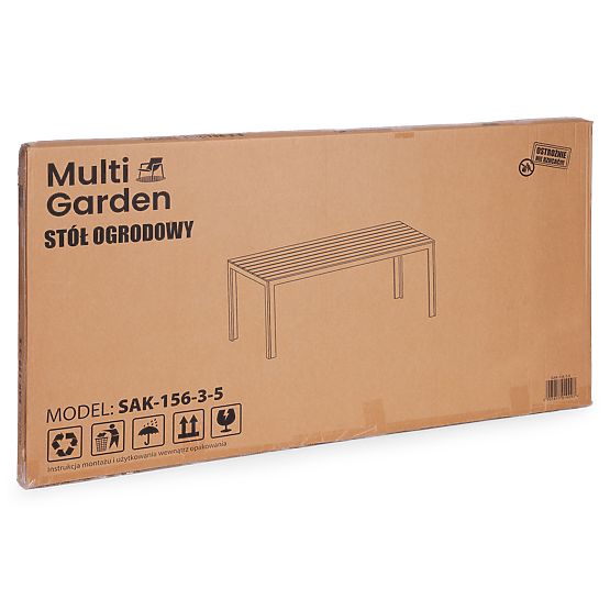 Záhradný stôl pre 6 osôb 156x78 cm polywood nábytok na terasu béžový biely MultiGarden