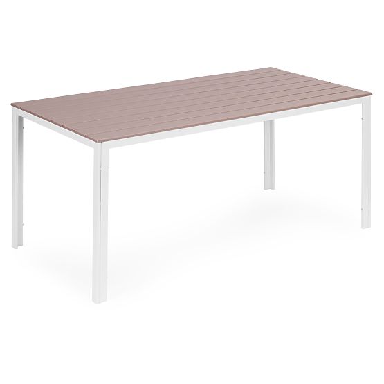 Záhradný stôl pre 6 osôb 156x78 cm polywood nábytok na terasu béžový biely MultiGarden