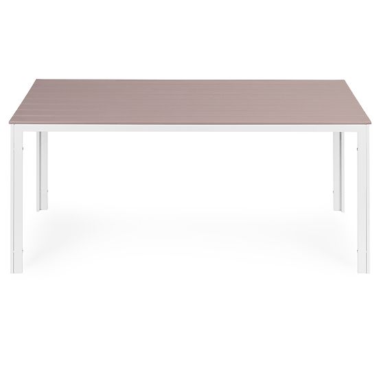 Záhradný stôl pre 6 osôb 156x78 cm polywood nábytok na terasu béžový biely MultiGarden