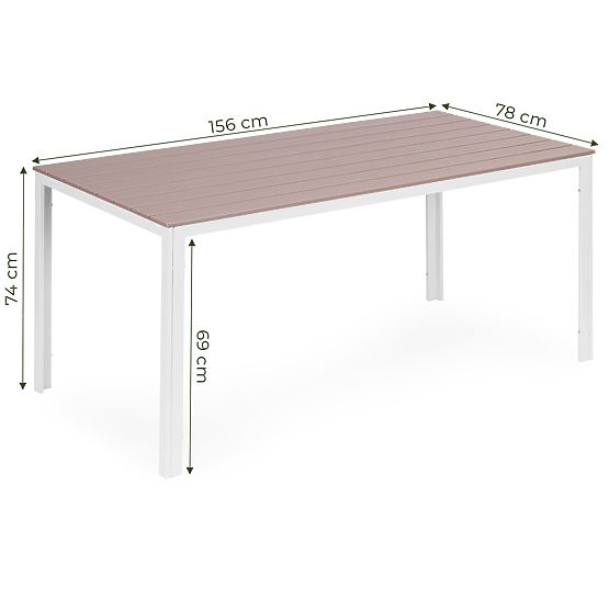 Záhradný stôl pre 6 osôb 156x78 cm polywood nábytok na terasu béžový biely MultiGarden