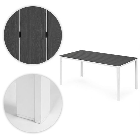 Záhradný stôl pre 6 osôb 156x78 cm polywood nábytok na terasu sivý biely MultiGarden