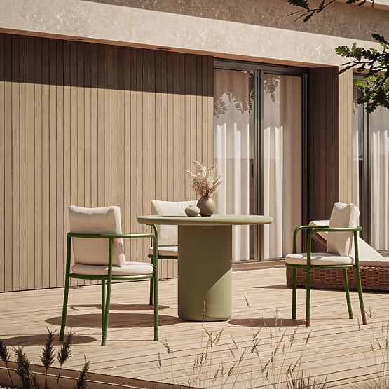 Záhradný stôl Vibonis 100 cm, okrúhly, cementový, zelený